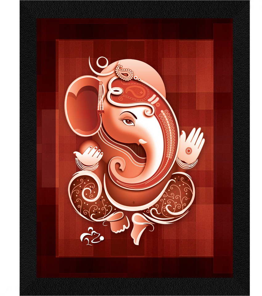 ArtX Ganesh Ji Abstract Framed Painting For Home Decorative Ink ...