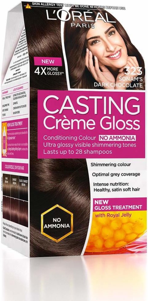 2xSemi-permanent Hair Dye L'Oreal Paris Casting Natural Gloss 323  Chocolate Dark