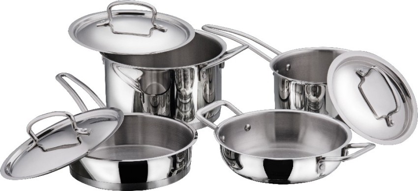 Vinod 7pc Stainless Steel Cookware Set (Frypan/Sauce Pan 2 Cooking Pot