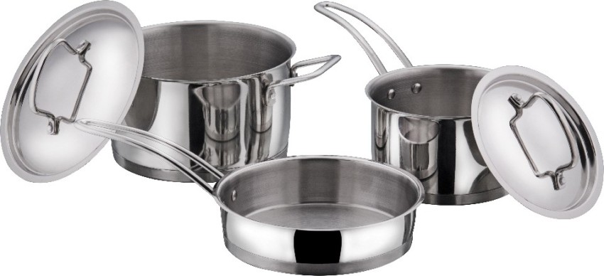 Vinod 7pc Stainless Steel Cookware Set (Frypan/Sauce Pan 2 Cooking Pot