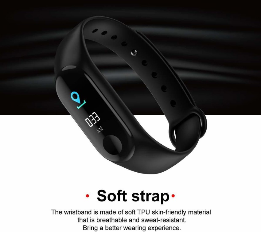 The Echt M3 Intelligence Bluetooth Health Wrist Smart Band Watch  MonitorSmart BraceletHealth BraceletActivity TrackerSmart Fitness Band  Compatible for All Androids and iOS PhoneBlack