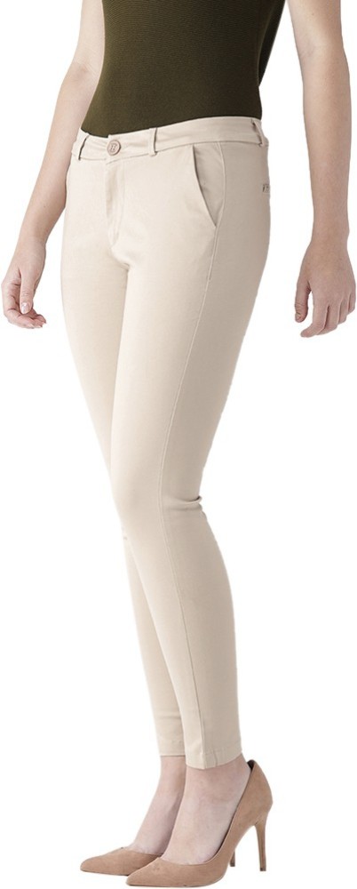 Buy PANIT Women Cream Skinny Fit Trousers Online at Best Prices in India   JioMart