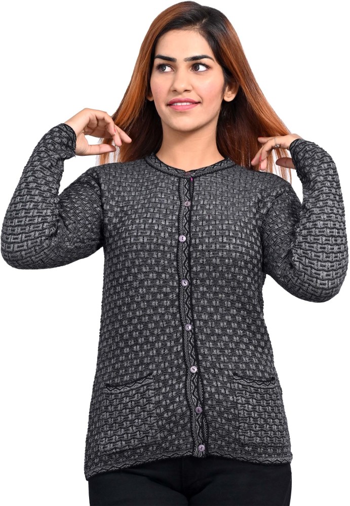 tab91 women button self design cardigan