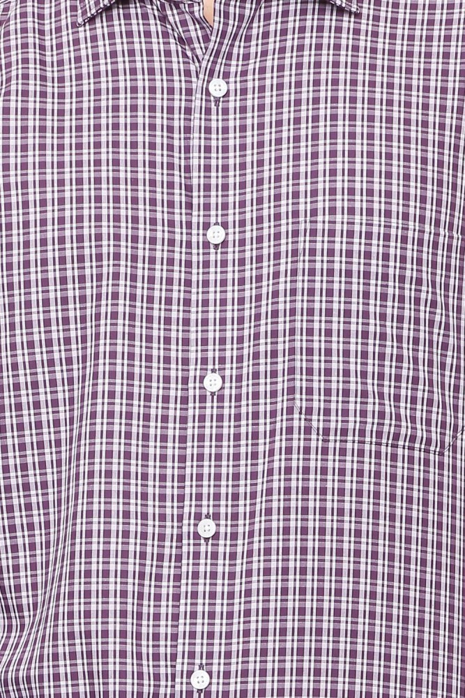 Louis Philippe Blue Purple Check Cotton Men's Long Sleeve Shirt Size 40 CM  (16)