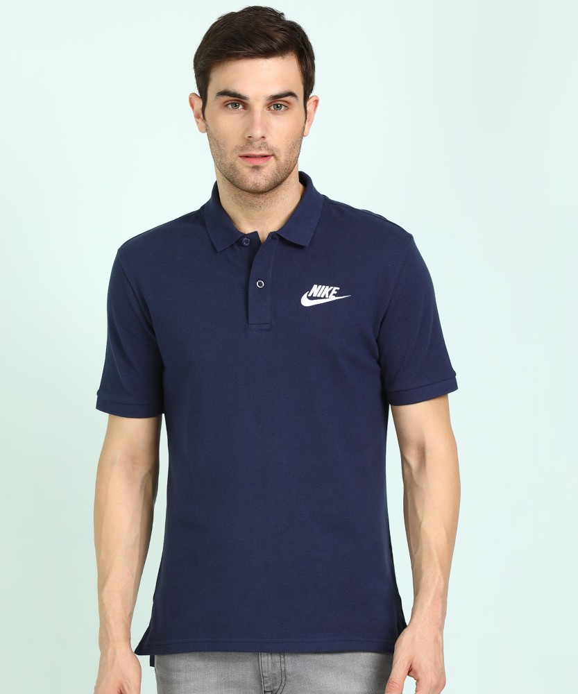NIKE Solid Men Polo Neck Blue T-Shirt - Buy NIKE Solid Men Neck Blue T- Shirt Online at Best Prices in India | Flipkart.com