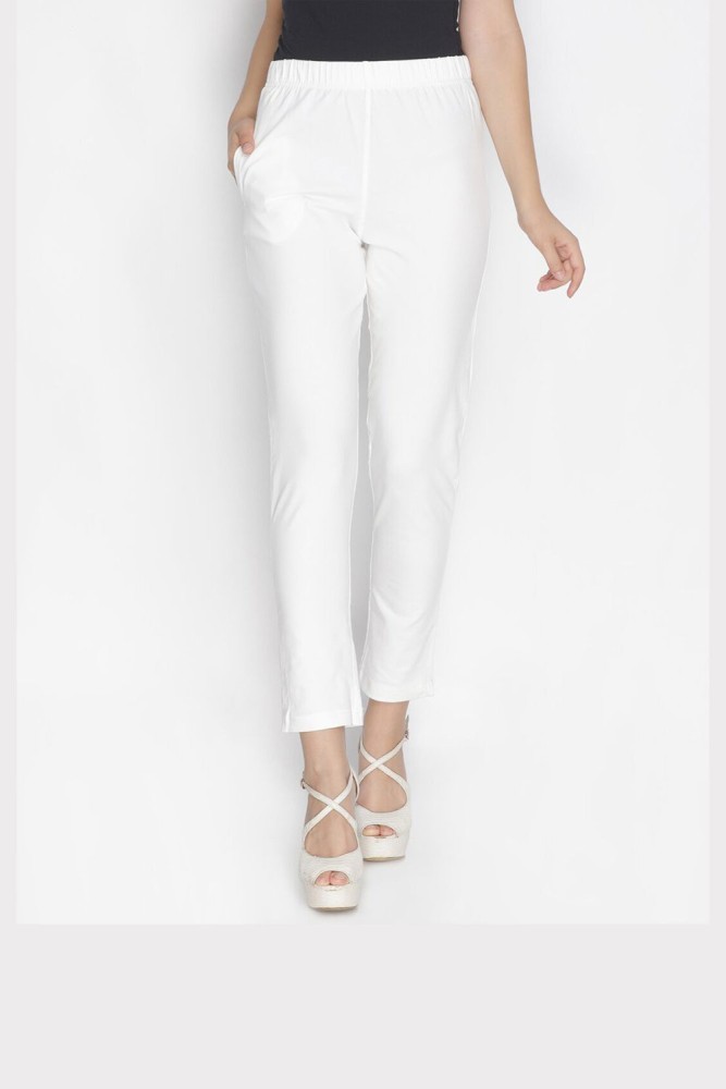 Buy Lily White Cotton Blend Slim Pants Online  W for Woman