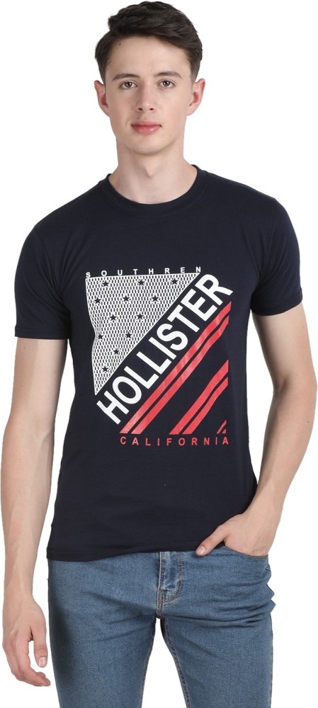 Hollister Graphic Tee Online India - Buy Hollister Black Stripes Colorblock  Logo Graphic Tee For Mens Online India