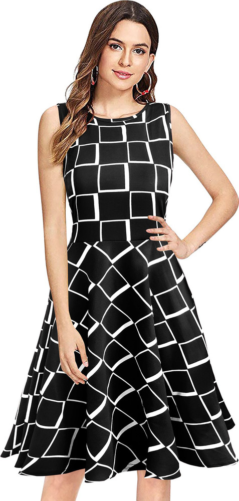 ILLI LONDON Women Fit and Flare Black 