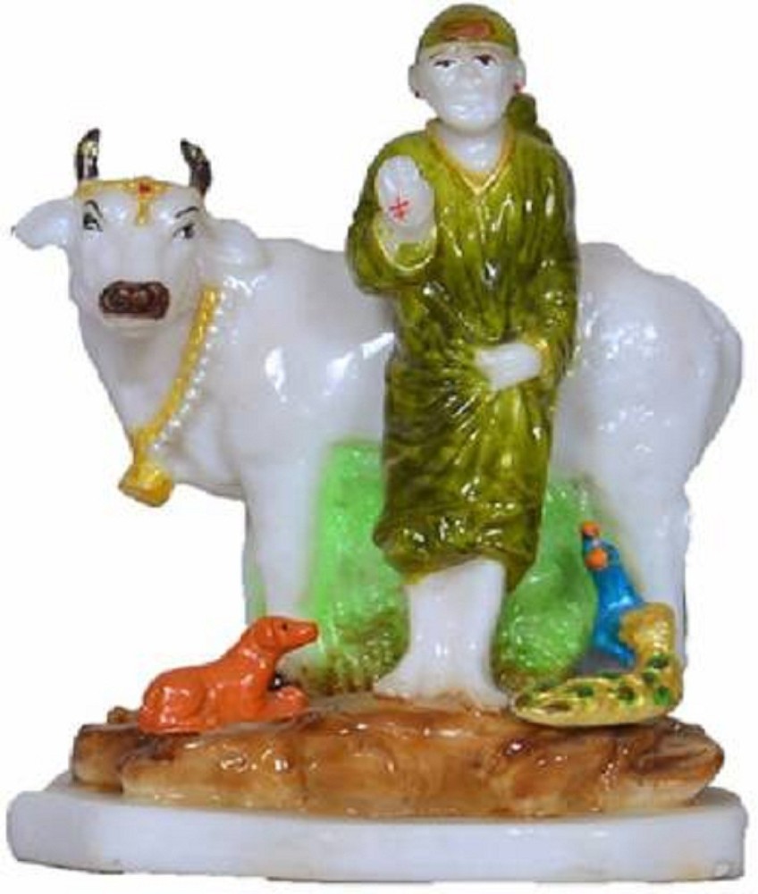 S A Gifts Sai Baba with Cow Gomata Statue Decorative Showpiece ...