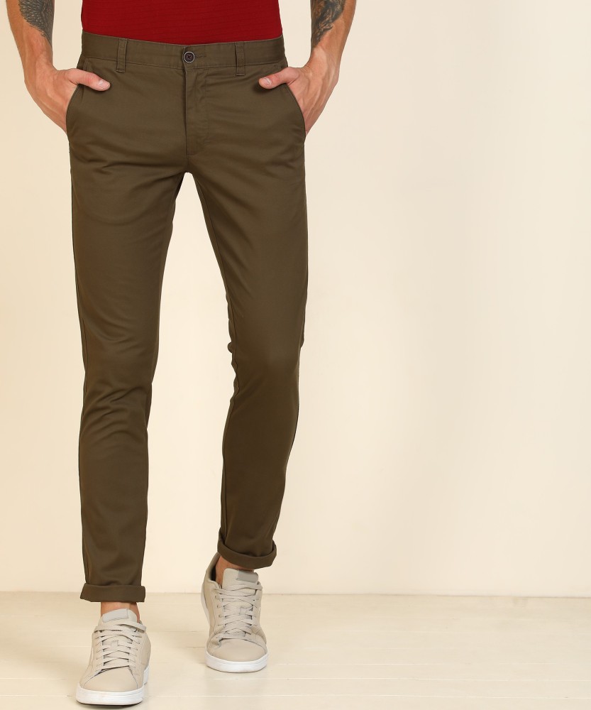 Buy Peter England Green Cotton Slim Fit Trousers for Mens Online  Tata CLiQ