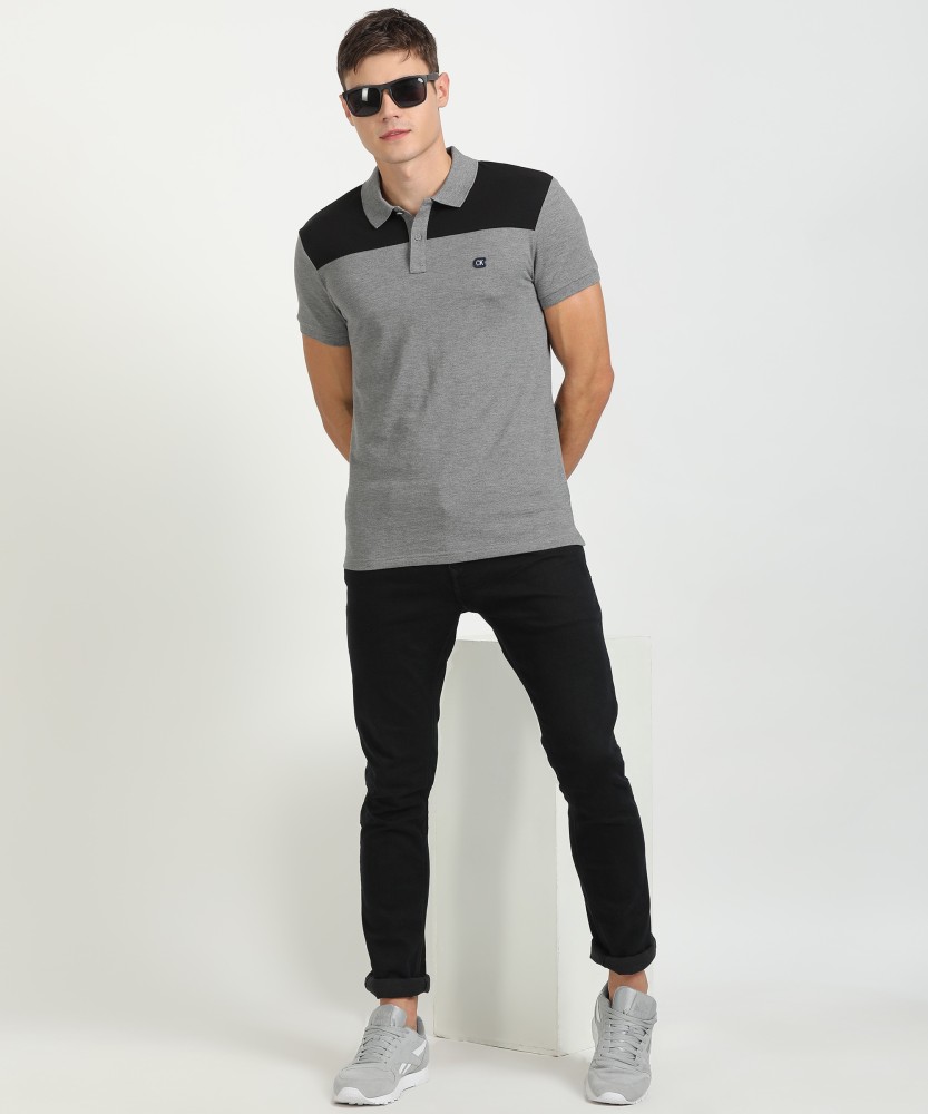 Buy Men Grey Textured Polo Neck Tshirt Online  715623  Allen Solly