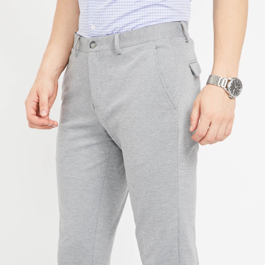 Skinny Check Trousers with White Stripe  Grey  SAINT JAXON