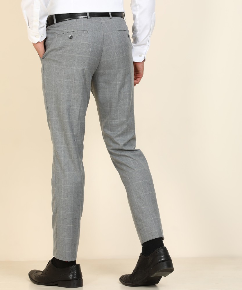 Buy INVICTUS Men Grey Slim Fit Checked Formal Trousers  Trousers for Men  7149886  Myntra