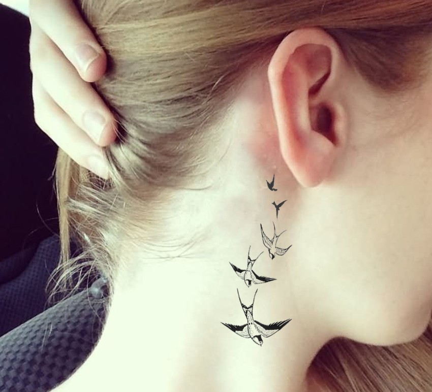 neck tattoos birds