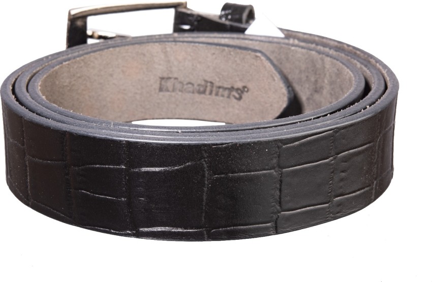 Khadim Men Black Leather Belt (Resizable)