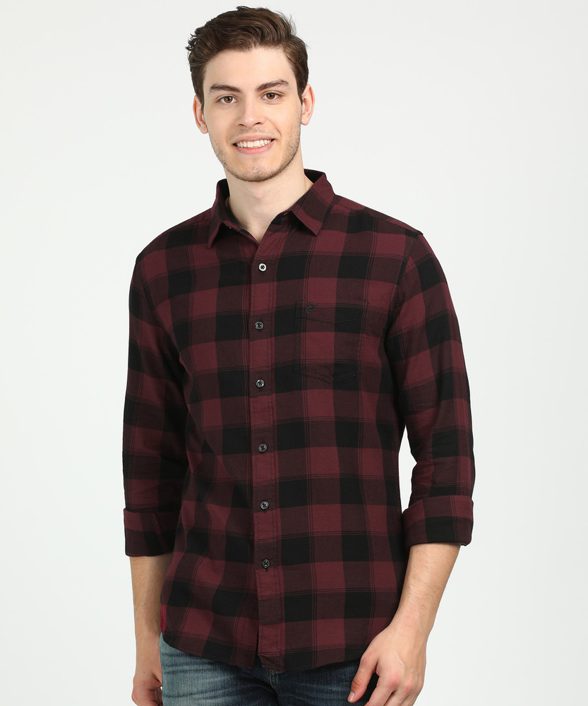DENIZEN Men Checkered Casual Purple 