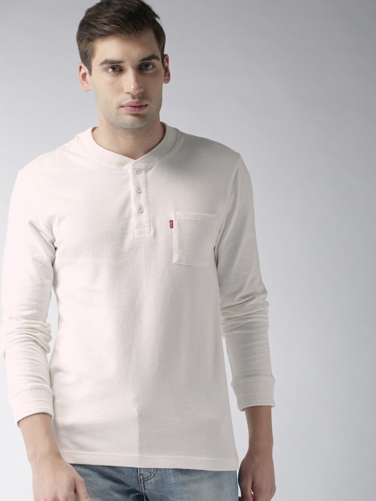LEVI'S Solid Men Henley Neck White T-Shirt - Buy Solid Men Neck White T-Shirt Online at Best Prices in |
