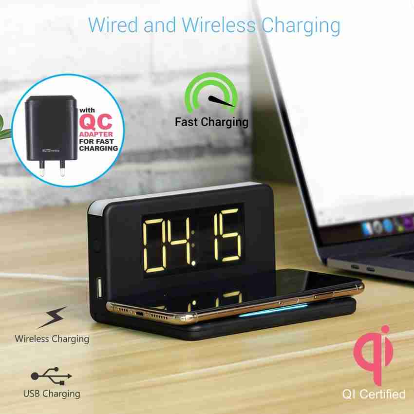 Portronics desktop wireless charger with alarm clock & led hot sale lamp