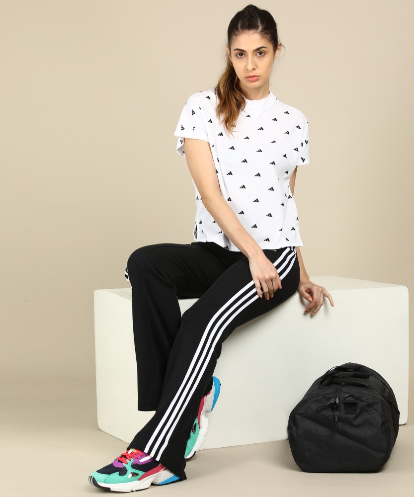 Buy Adidas Black  White Mid Rise Trackpants for Women Online  Tata CLiQ
