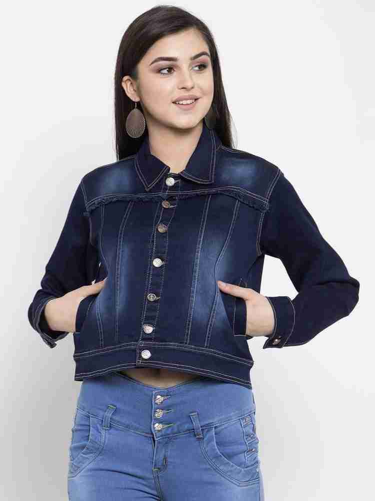 Purple Feather Full Sleeve Washed Women Denim Jacket - Buy Purple Feather  Full Sleeve Washed Women Denim Jacket Online at Best Prices in India