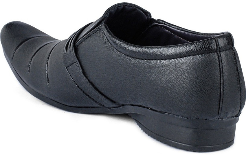 aadi Black Synthetic Leather Slip On 