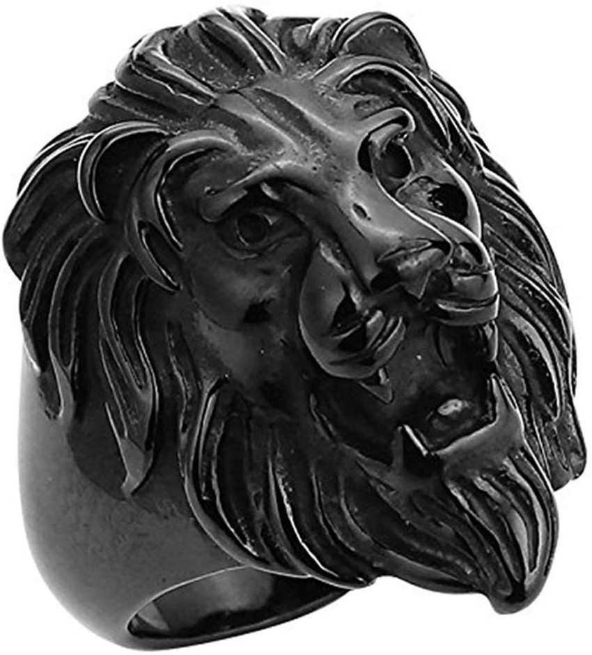 jashan accessories Black Lion King Head Ring Stainless Steel ...