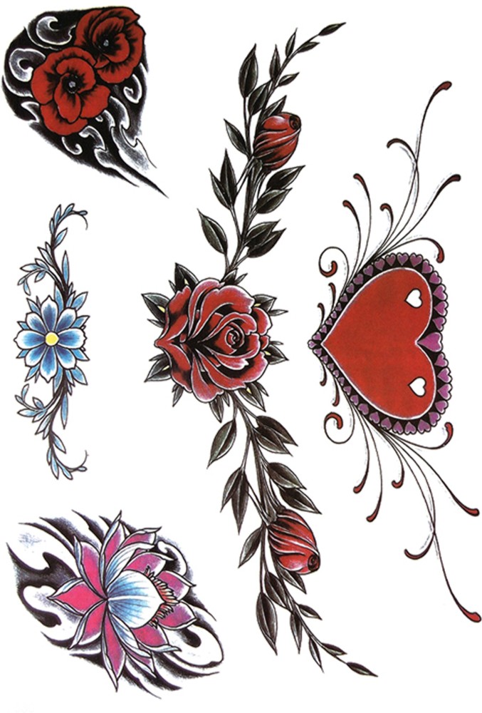 Buy Simply Inked Butterfly and Flower Temporary Tattoo Combo pack of 6  Online  Get 56 Off