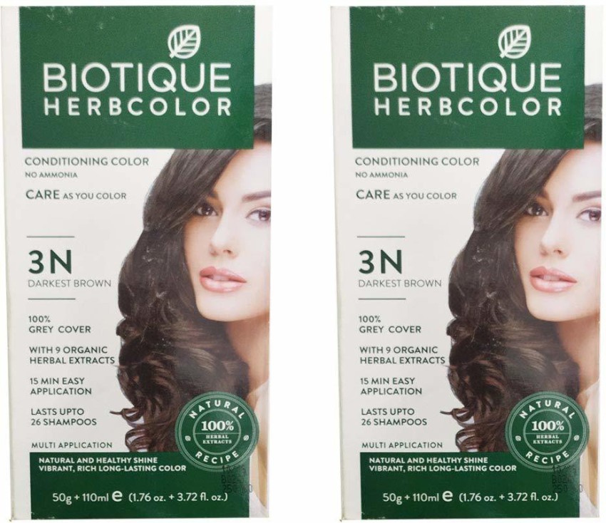 Buy Biotique Herbcolor Hair Colour Darkest Brown 3N 50gm110ml online at  best price in India  Health  Glow