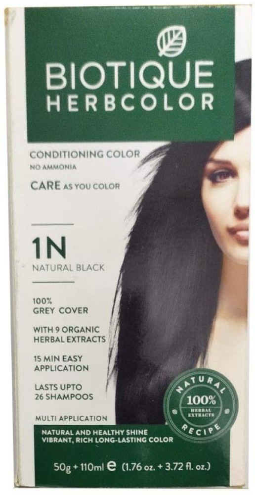 Buy Biotique Herbcolor Hair Colour Natural Black 1N 50gm110ml online at  best price in India  Health  Glow
