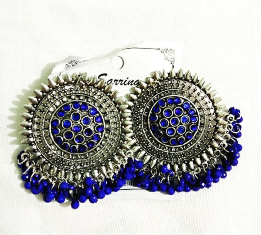 Sterling Silver Blue Sapphire long Earrings  Gleam Jewels