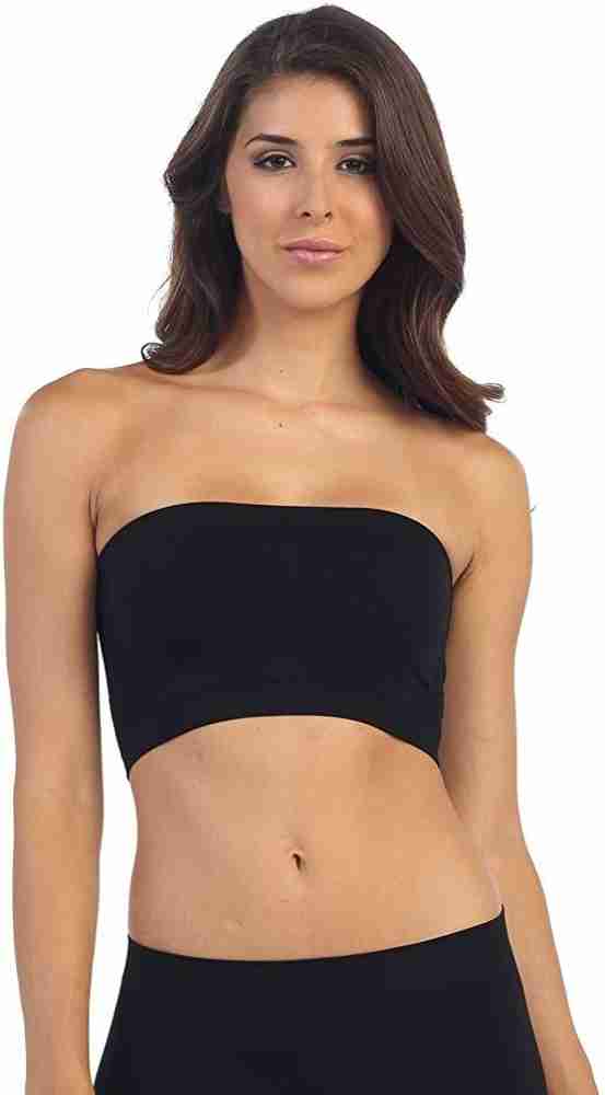 MISSACTIVER Women's Padded Strapless Bandeau Sport Bra Solid Sleeveless  Wireless Support Bralette Crop Tube Top Yoga Fitness, Apricot, S :  : Fashion