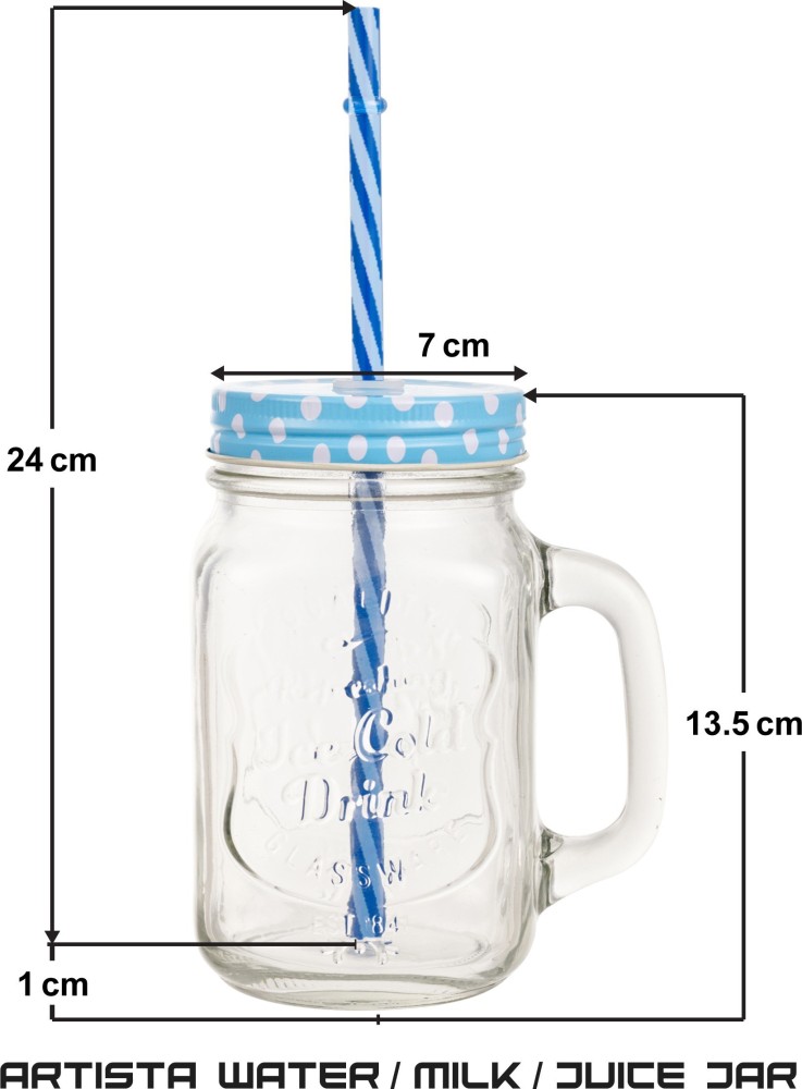 Mason Jar, with Straw & Lid, Pink, Glass, 450 mL - Market 99