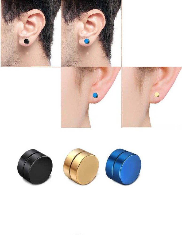 Buy VIEN 8MM Stainless Steel Magnetic Earring Studs for Non Pierced Ears  for Men Women at Amazonin