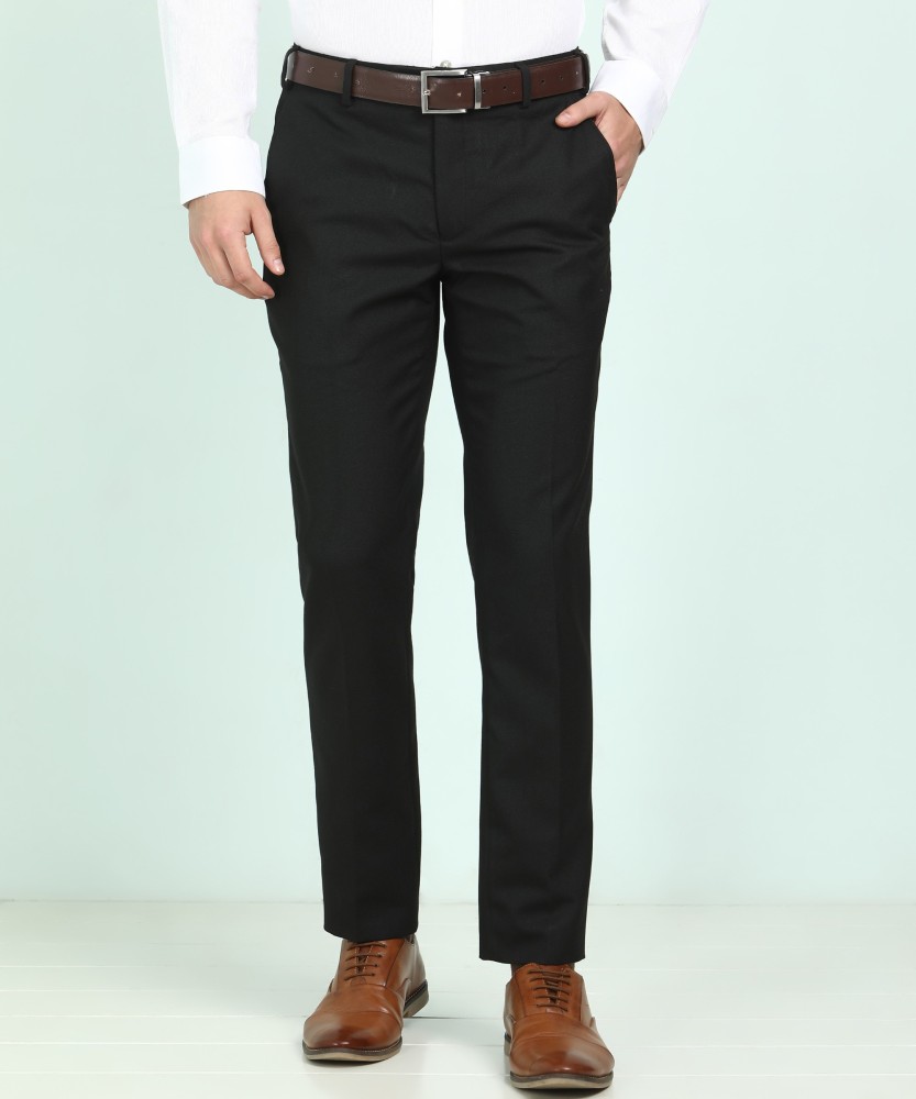 Buy Men Black  White Slim Fit Checked Formal Trousers online  Looksgudin