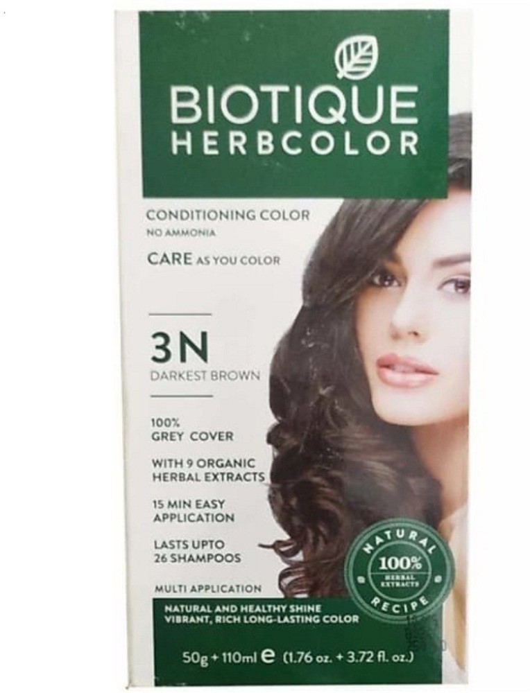 Buy Biotique Bio Herbcolor Conditioning Hair Color 50g  110ml  Darkest  Brown 3N Pack of 1 Online at Low Prices in India  Amazonin