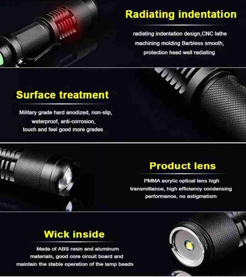 High Power LED Flashlights Camping Torch With 4 Lamp Beads And COB