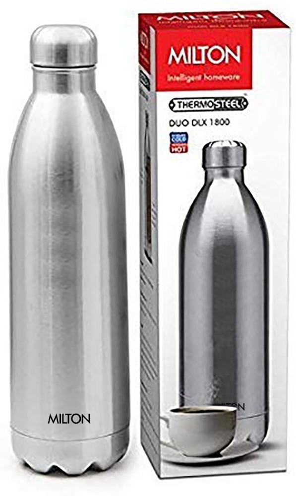 Milton Thermosteel Duo DLX 1000, Double Walled Vacuum Insulated Flask 1000  ml | 34 oz | 1 Ltr |24 Hours Hot and Cold Water Bottle, 18/8 Stainless