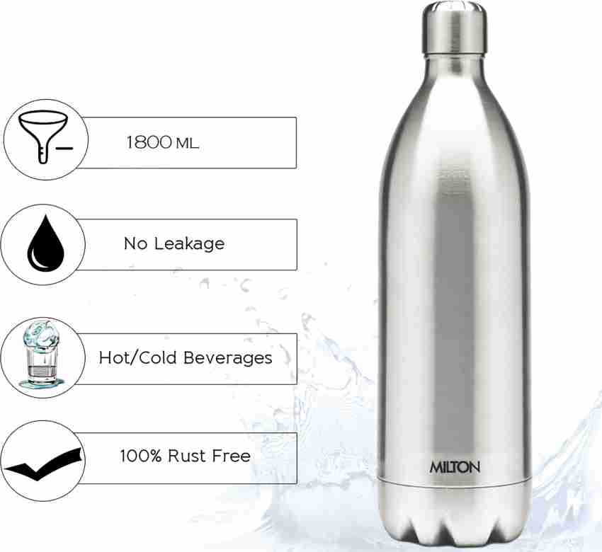 Milton Thermosteel Duo DLX 1000, Double Walled Vacuum Insulated Flask 1000  ml | 34 oz | 1 Ltr |24 Hours Hot and Cold Water Bottle, 18/8 Stainless