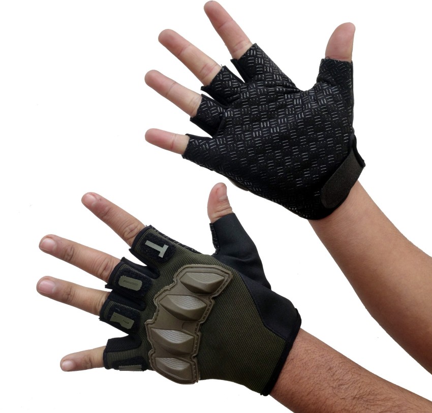 Men's Half Finger Genuine Leather Glove Outdoor Sports Nonslip Riding  Fingerless