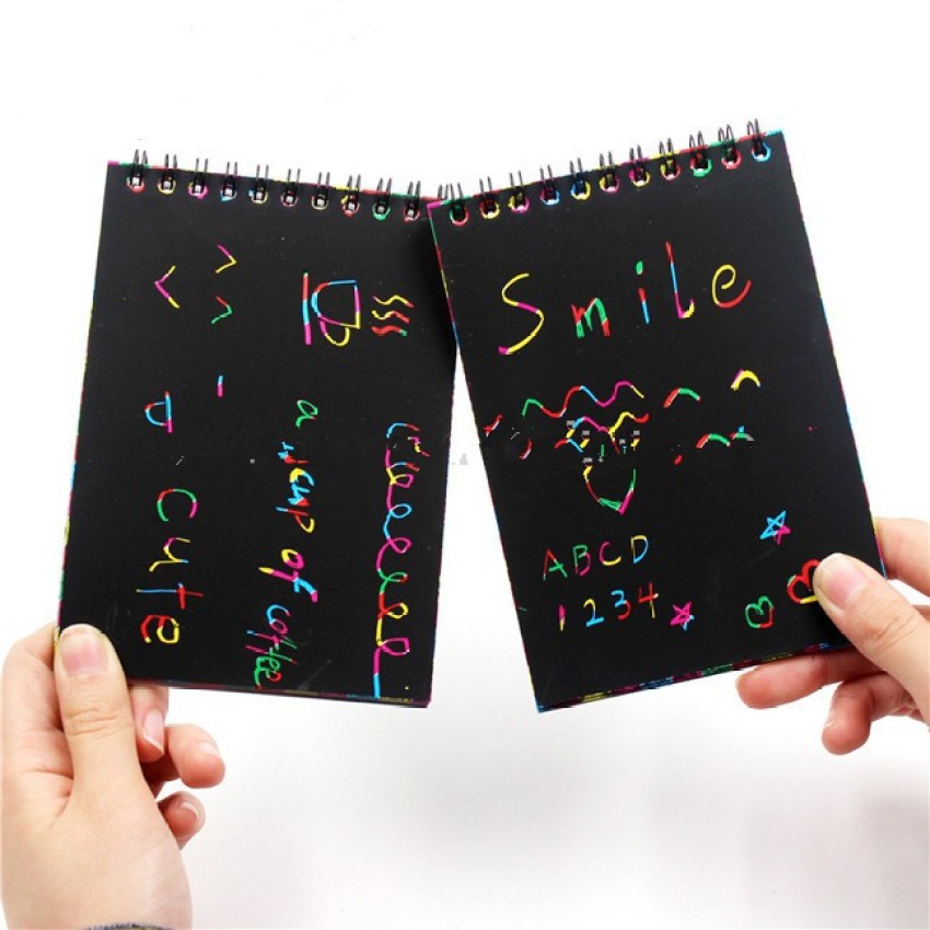 10 Sheets Fun Magic Drawing Book Toy DIY Scratch Notebook Black