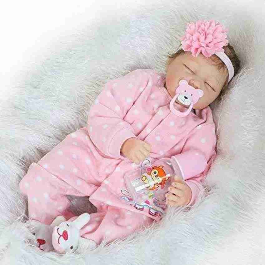 22 inch Reborn baby doll pink girl newborn silicone doll bebe