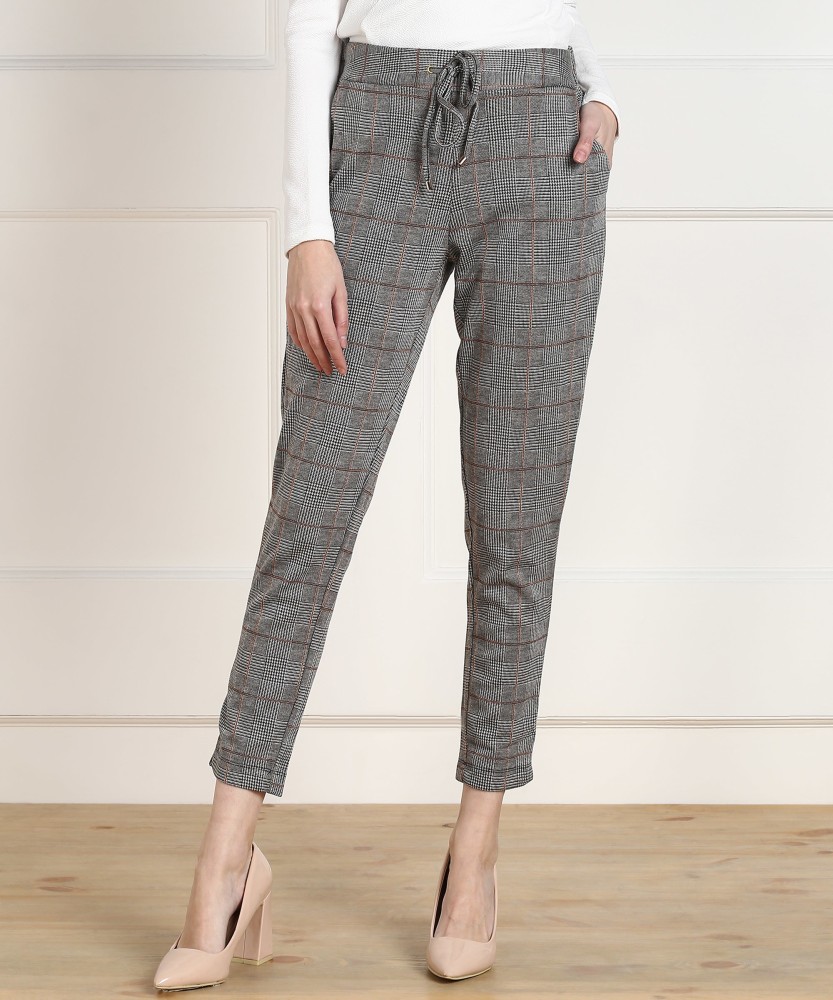 Buy Annabelle By Pantaloons Charcoal Grey Houndstooth Slim Formal Trousers   Trousers for Women 1450632  Myntra