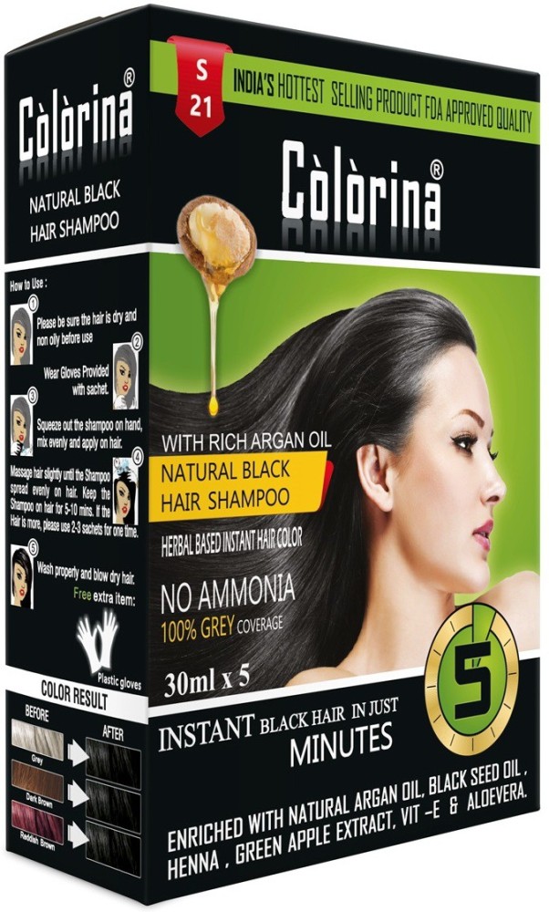 Colorina Hair Color Shampoo (30 ml X 5 Sachet)|Ammonia Free|Colors Hair not  Skin|Instant Black Hair in Just 5 Minutes , Natural Black - Price in India,  Buy Colorina Hair Color Shampoo (30