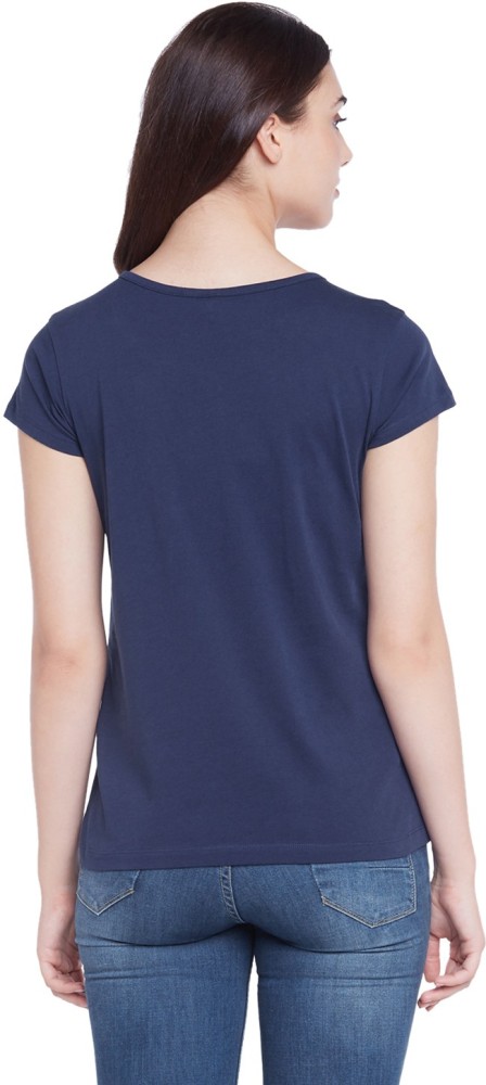 Ajile By Pantaloons Printed Women Round Neck Blue T-Shirt - Buy