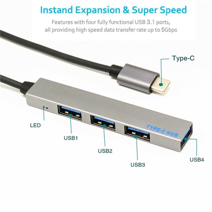 USB 2.0/3.0 Extender 4 Ports Hub Splitter Adapter Converter for