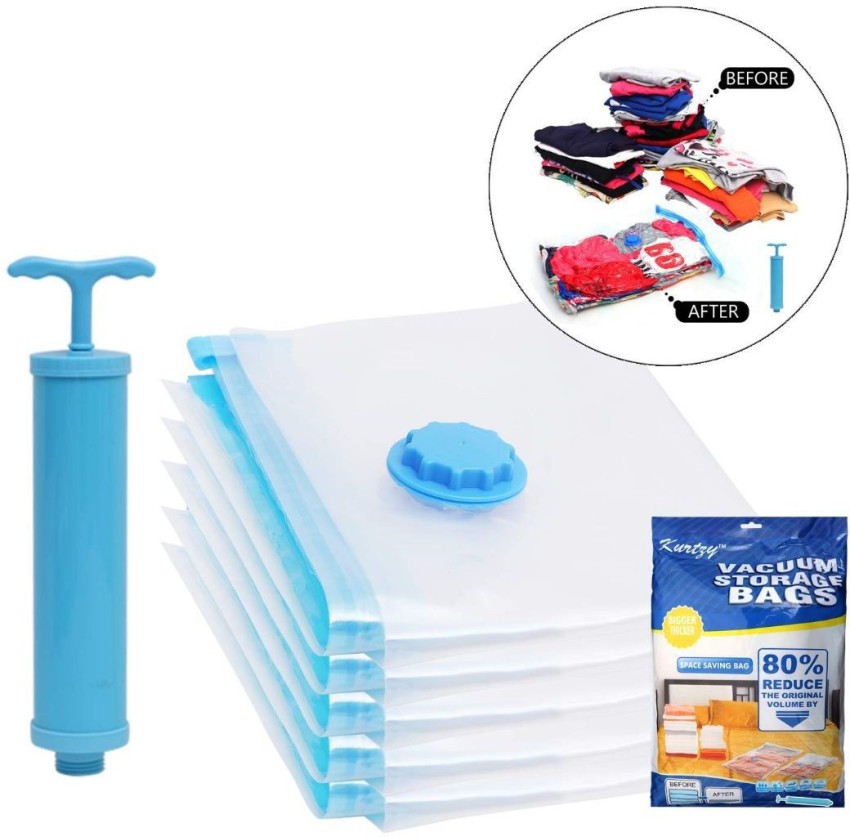 KitchExpo Space Saving Storage Bags Vacuum Seal Hand Vacuum Pump Clothes  Bedding Compressed Organizer Package Bag Vacuum Storage Bags with Hand Pump  - Save Space by 80% and Works for Bedding, Pillows