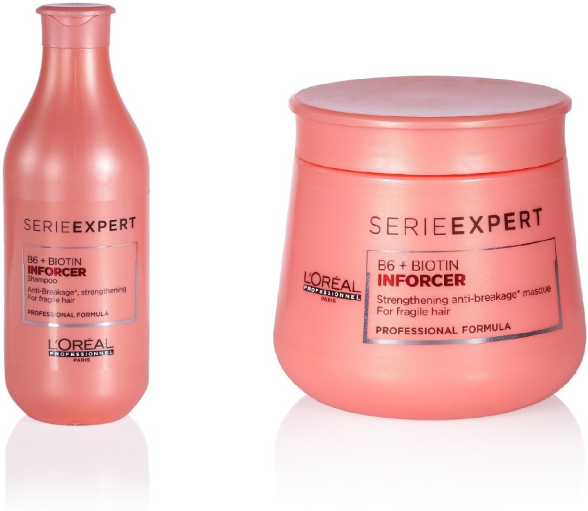 Jeg vil have Forslag Hårdhed L'Oréal Paris Serie Expert B6 + Biotin Inforcer Shampoo 300 mL + Masque 250  mL Price in India - Buy L'Oréal Paris Serie Expert B6 + Biotin Inforcer  Shampoo 300 mL +