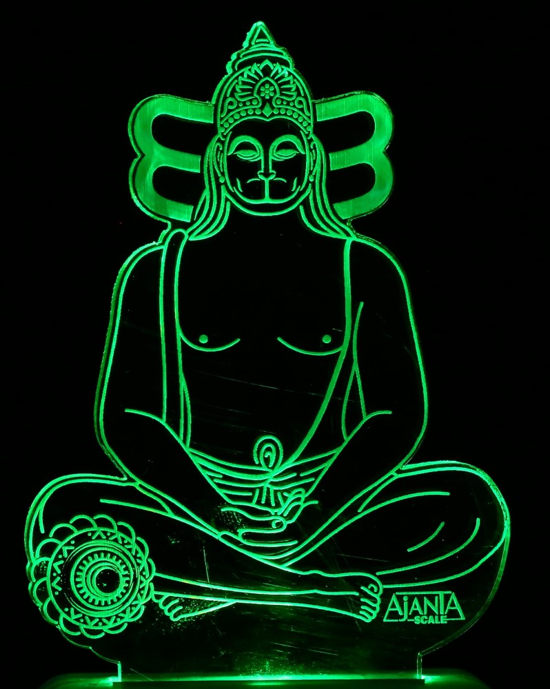 Aamivi Lord Hanuman Ji in Yog Mudra 3D Multi Colour Night Lamp ...