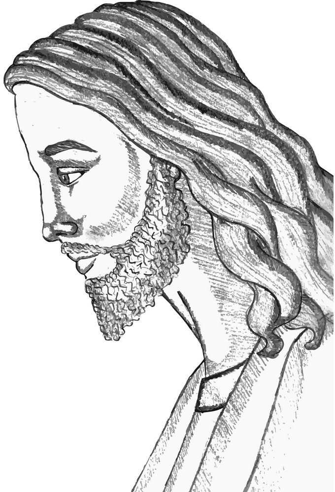 Jesus Christianity illustration drawing line art style | Stock vector |  Colourbox