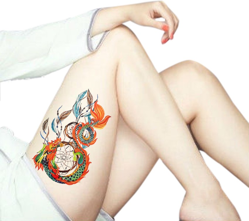 Sexy Fake Tattoo For Woman Waterproof Temporary Tattoos Large Leg Thigh  Body Tattoo Stickers Peony Lotus Flowers Fish Dragon  Fruugo NO